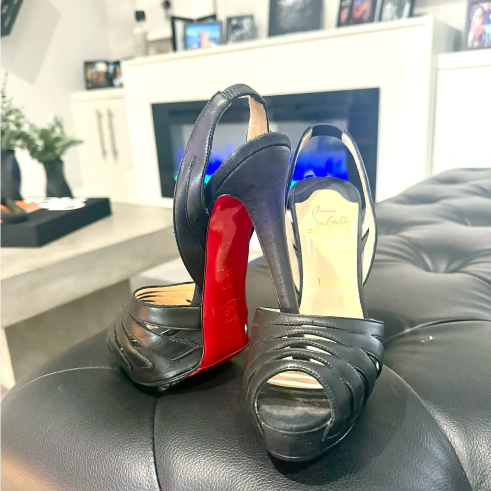 Christian Louboutin Leather Slingback Sandals - Picture 3 of 3
